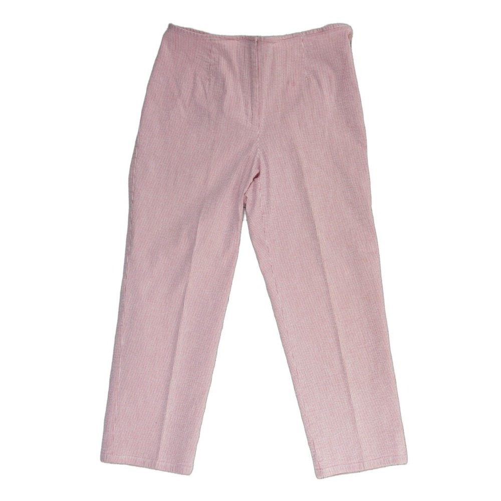Susan Bristol Pink Seersucker Pants Women's Size 12 Pink White Striped Straight‎